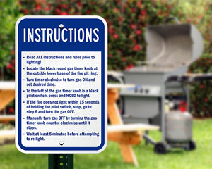 Grill instruction sign