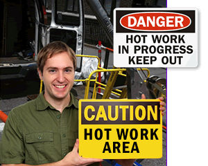 Safety Signs Signals Hot Work Permit Required In This Area Caution Sign 10 X 14 Osha Safety Sign Ems It Net