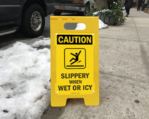 Icy warning sign watch your step