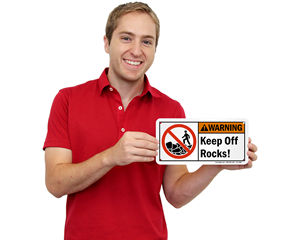 Keep Off Rocks Warning Sign