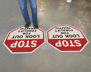 Look out for forklift traffic floor sign
