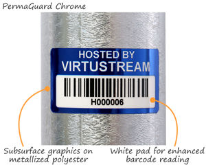 Metallized polyester asset labels