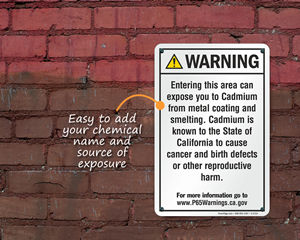 NEW Brady 125607 California Proposition 65 Warning Safety Sign 10" x 7" 