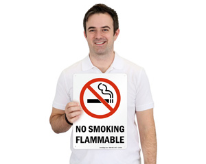 Flammable Material No Smoking Sign