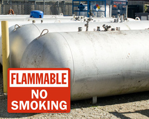 Flammable Material No Smoking Signs