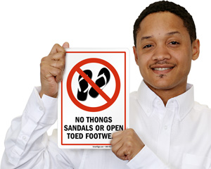 No Thongs, Sandals Or Open Toed Footwear Sign
