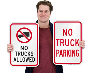 No trucks signage