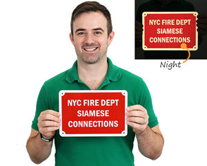 NYC fire department sign for siamese connections