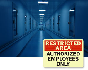 Photoluminescent Restricted Area Signs