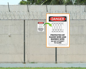Barbed Wire Work Place Warning Signs Safety Yellow Danger A7 A6 A5 A4 A3 