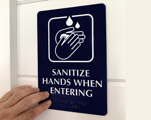 Sanitize hands entrance sign
