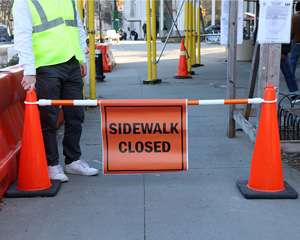 Sidewalk Closed Cone Bar Barricade Signs