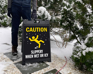 Slippery when wet or icy sign