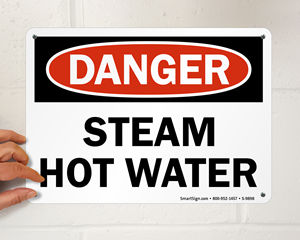 Steam Hot Water Warning Sign