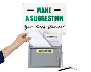 Suggestion box and suggestion sign