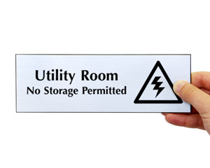 Utility Room No Storage Permitted Engraved Sign