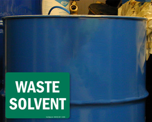 Waste Solvent Chemical Hazard Sign