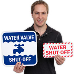 Water Shut Off Signs and Water Valve Signs