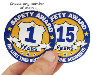 Years of safe work award stickers