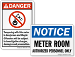Meter Warning Signs and Labels