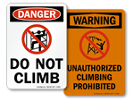 No Climbing Signs