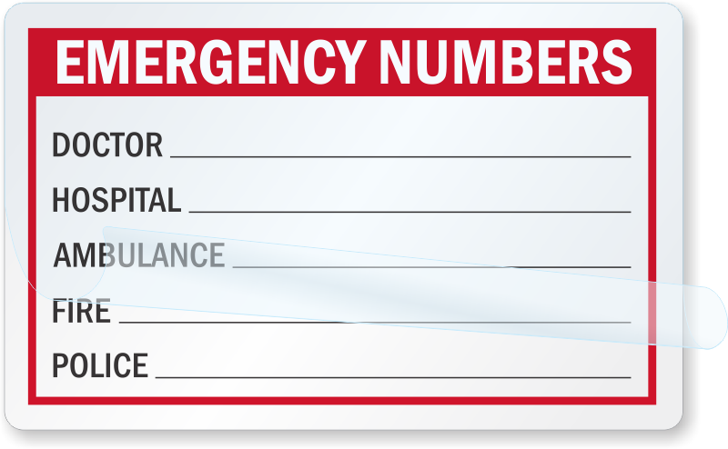 emergency numbers wallet card self laminating sku bd