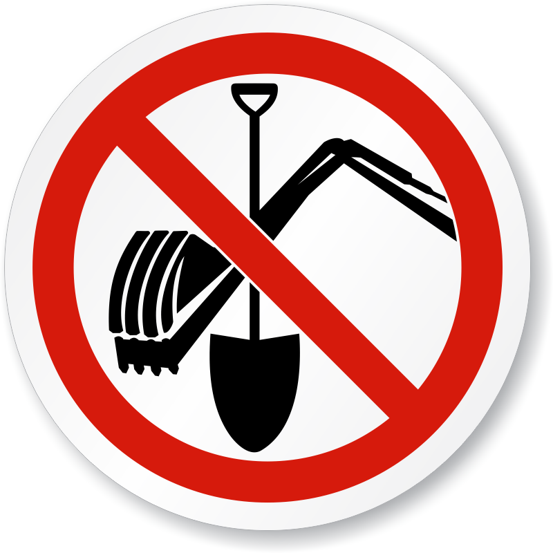 No Digging Symbol ISO Prohibition Circular Sign, SKU: IS-1206