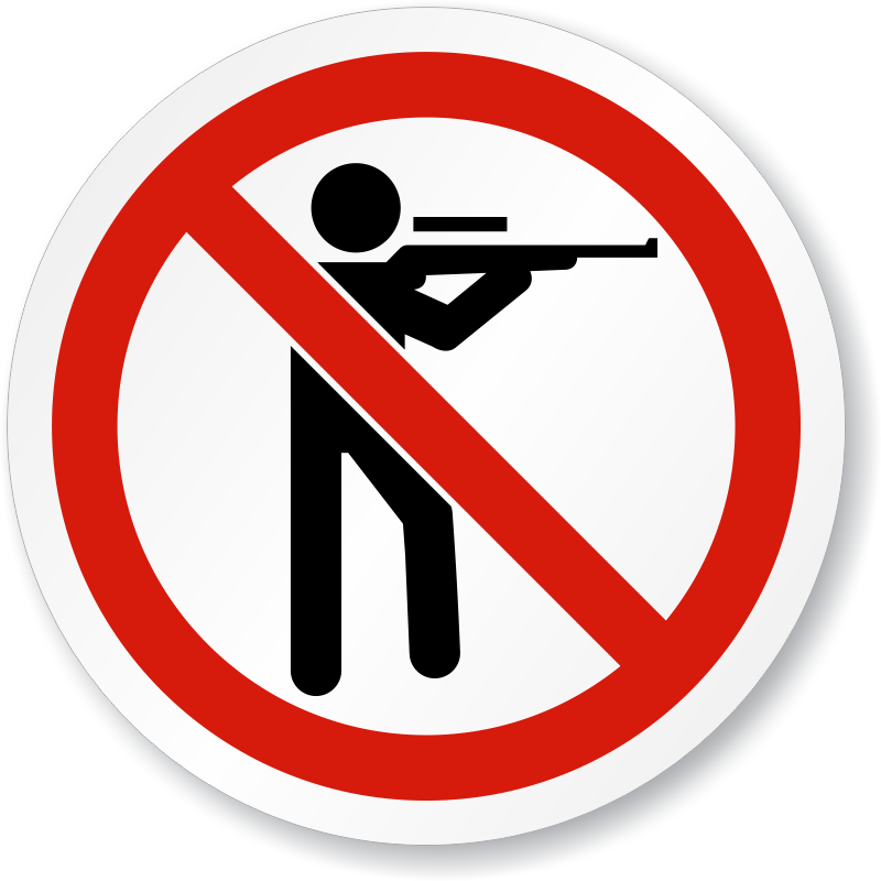 No Hunting Symbol ISO Prohibition Sign, SKU IS1110