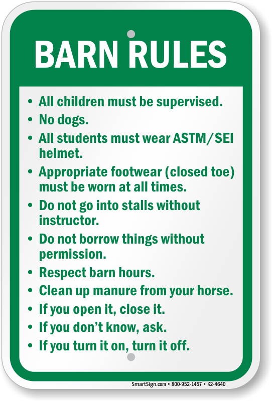 Barn Rules Sign, SKU K24640