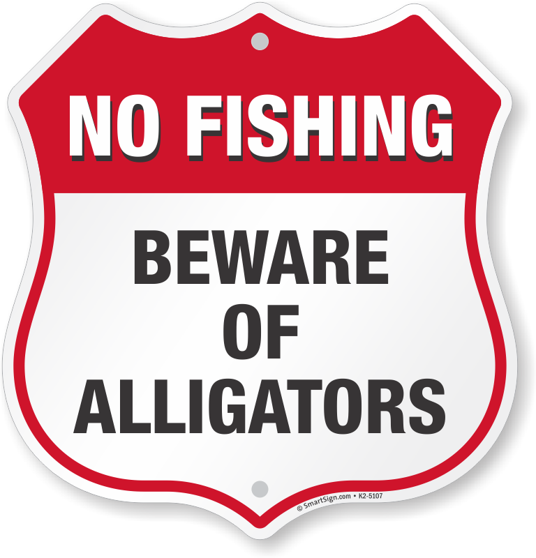 Alligator Warning Signs - 2 Pack 12x12 Inch Aluminum Signs With Stakes For No Swimming Areas