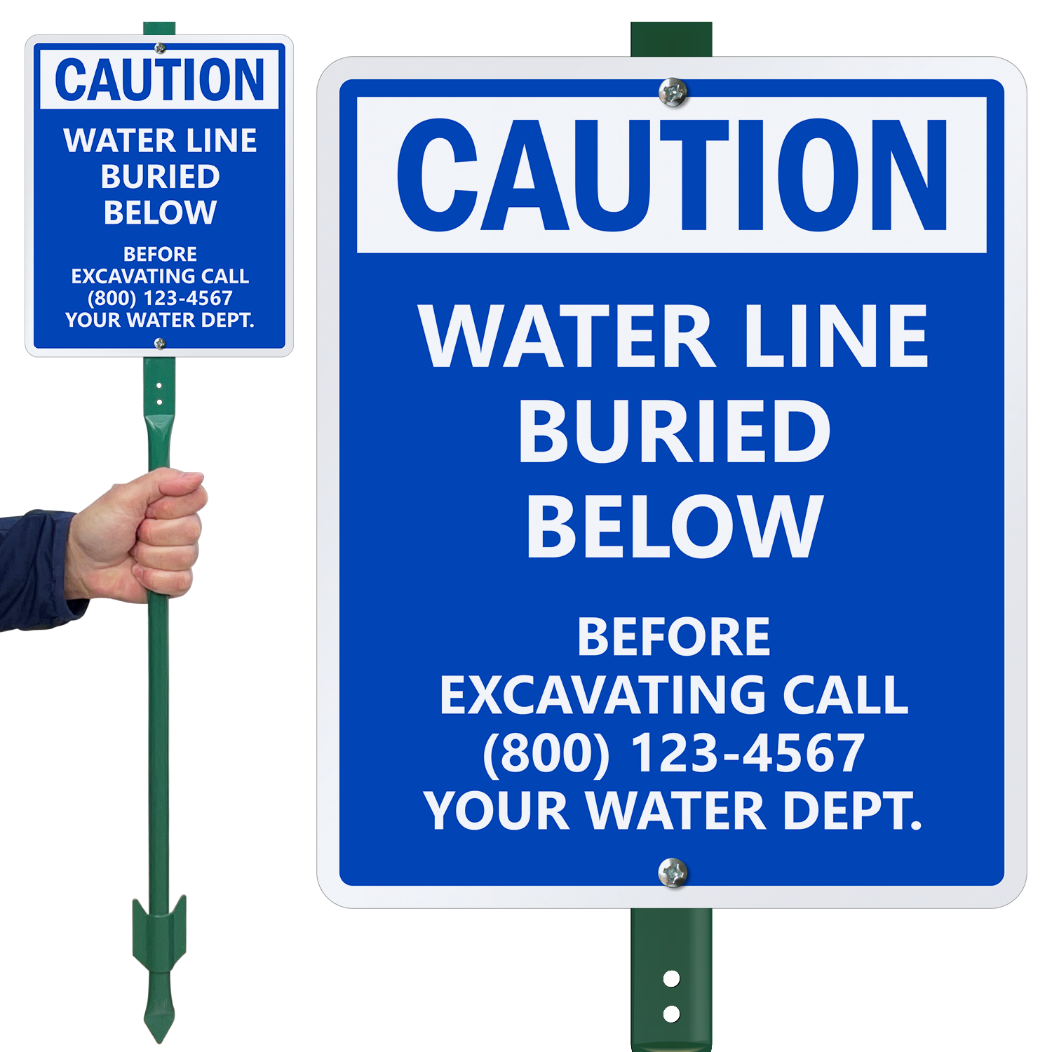 7 Height LegendWater Line Black and Red on White LegendWater Line 7 Height 10 Width Brady 126914 Construction Site Sign 10 Width 