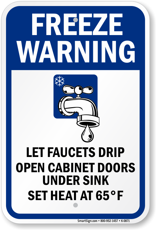 Freeze Warning Signs Labels And Door Hangers Ships Free