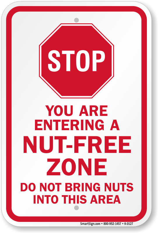 Peanut Allergy Warning Signs Nut Free Zone Signs