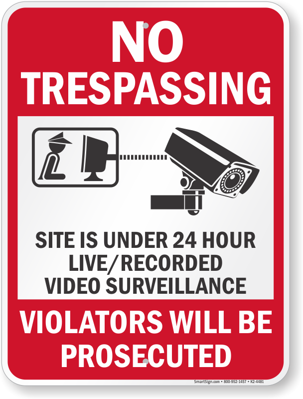 No Trespassing Site Under Video Violators Prosecuted Sign