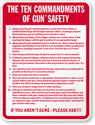 firearms rules safety 7 Gun Sign, Of The 9910 SKU: Commandments K Ten Safety