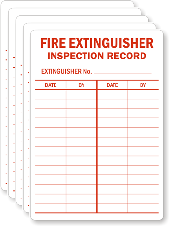 Fire Extinguisher Inspection Record Label, SKU: L-0396-VS - MySafetySign.com