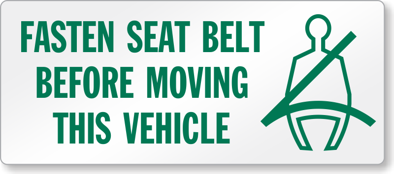 Fasten Seat Belt Label Dashboard Safety Decals