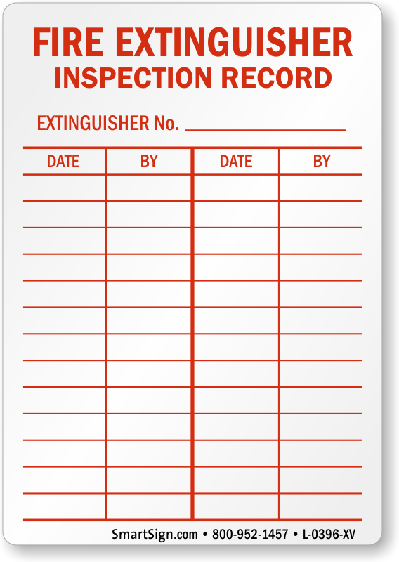 Laminated Vinyl Fire Extinguisher Inspection Record Label ...