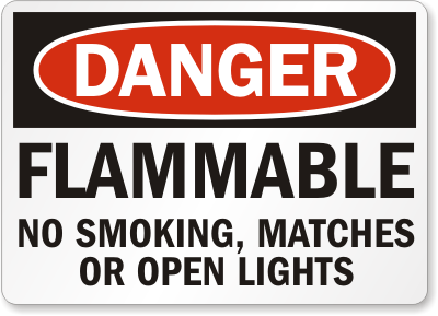 Buy Flammable No Smoking, Matches or Open Lights Sign Online, SKU: S ...