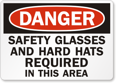 Safety Glasses and Hard Hats Required In This Area Sign, SKU: S-2129 ...