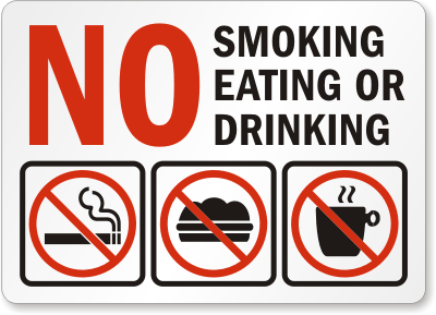 No Smoking Eating or Drinking Sign - Food Cafeteria Sign, SKU: S-1905 ...