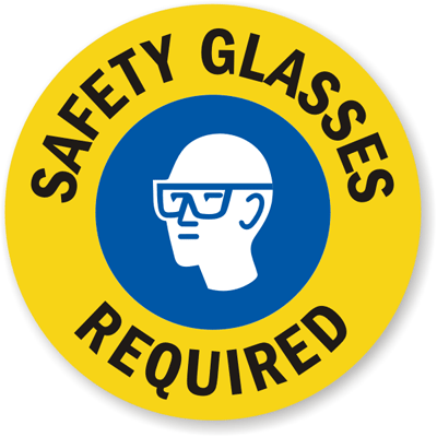 Adhesive Vinyl Safety Glasses Required Floor Sign, SKU: SF-0029 ...