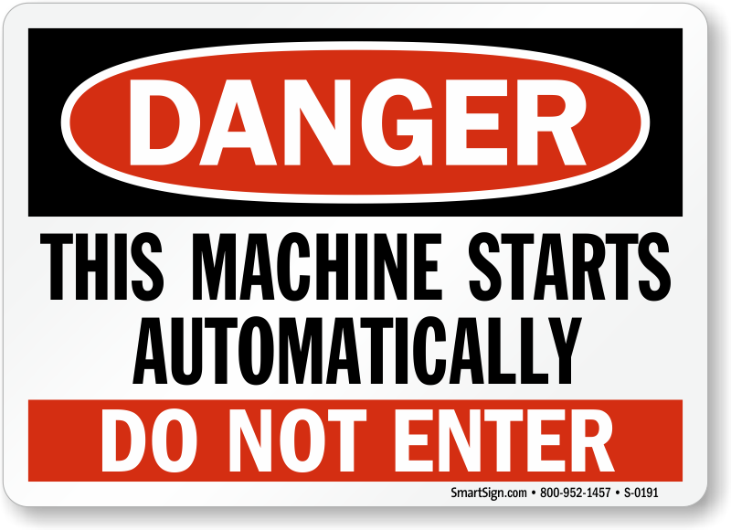 Was starting machine. Auto start sign. Lock sign auto.