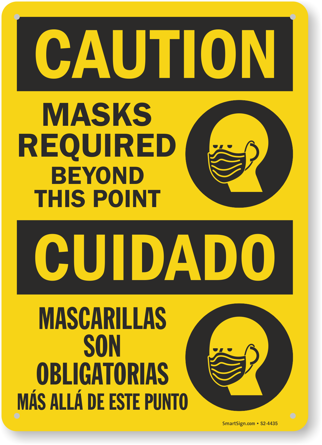 Caution Masks Required Beyond This Point Sign
