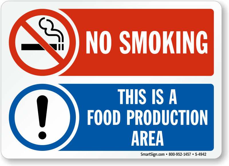 No Smoking Food Production Area Sign SKU S 4942 