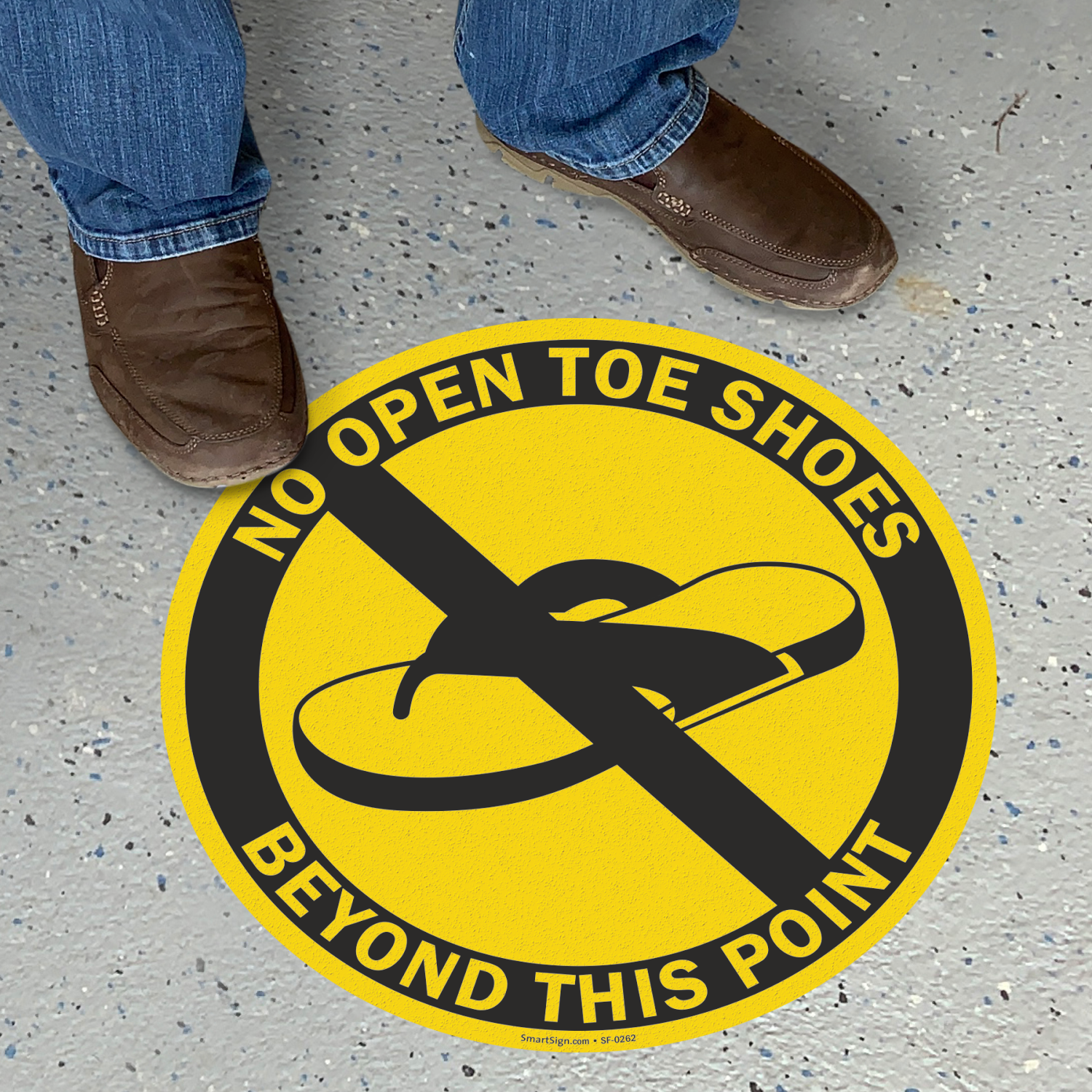 No Open Toe Shoes Beyond This Point Adhesive Floor Sign