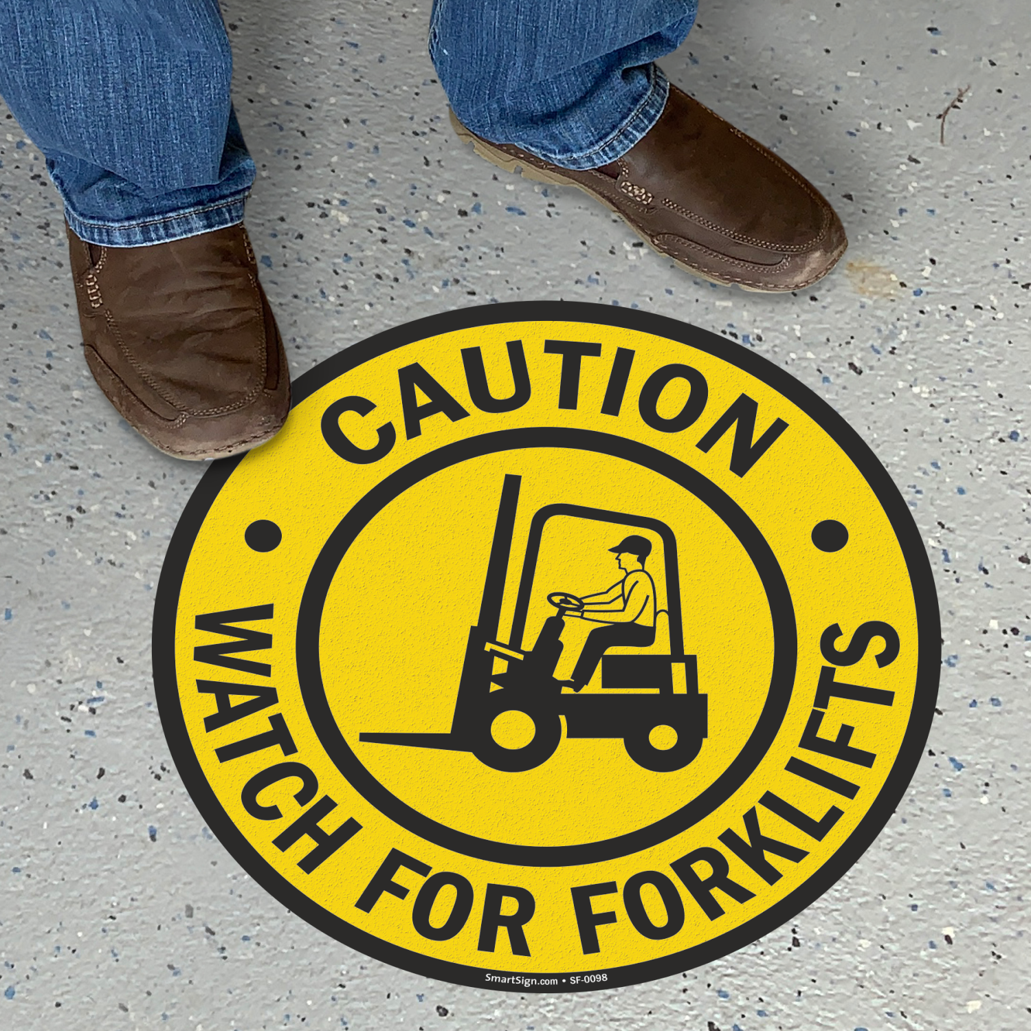 Caution Watch For Forklifts Adhesive Floor Sign