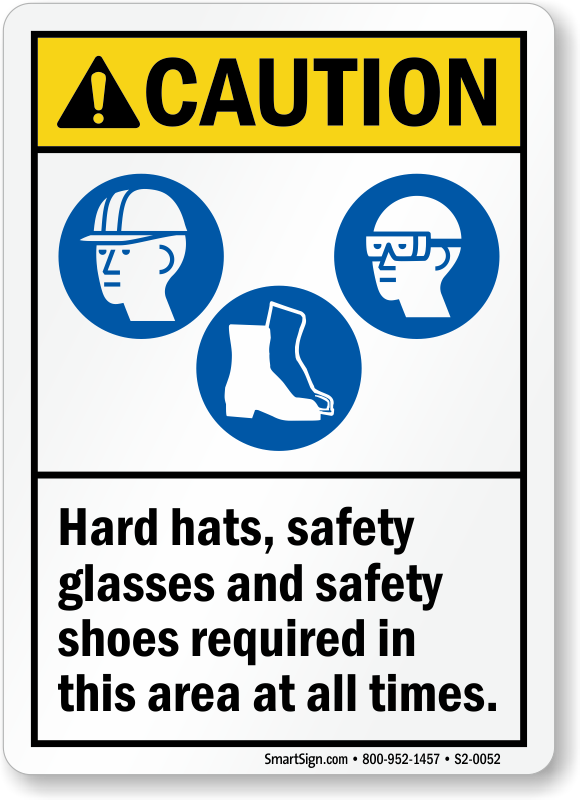 Hard Hats, Safety Glasses Safety Shoes Required PPE Sign, SKU: S2-0052 ...