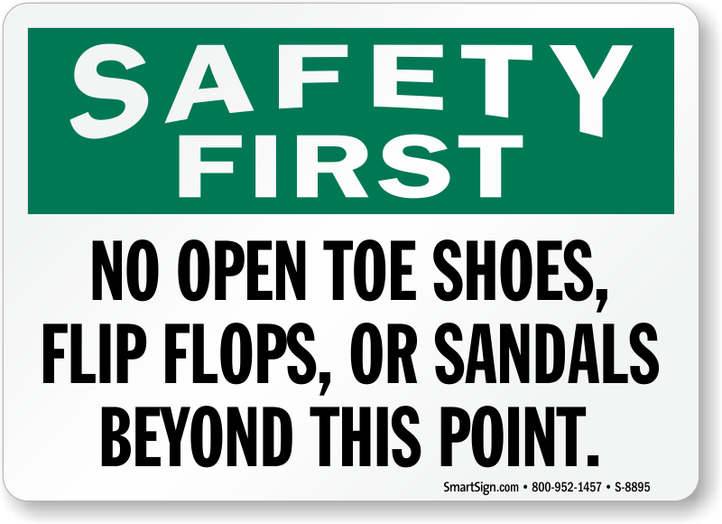 No Open Toed Shoes Signs | Closed Toe 
