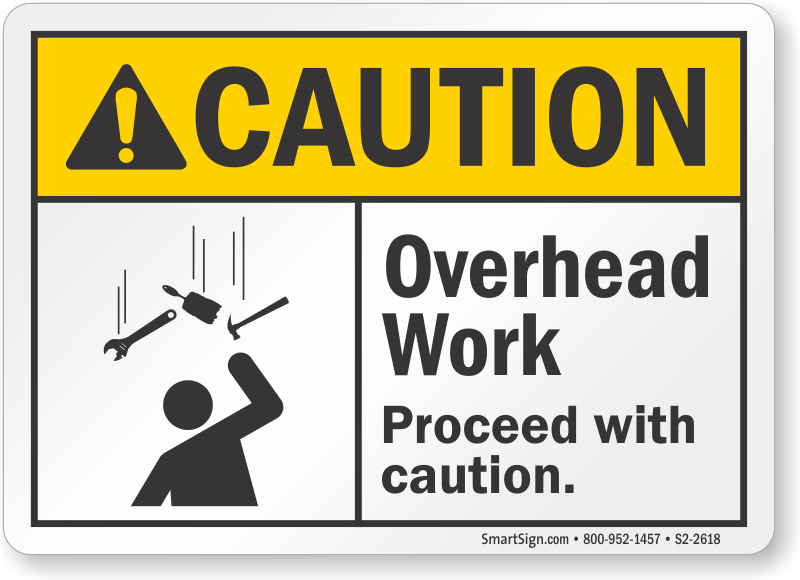  Overhead Work Proceed With Caution Sign